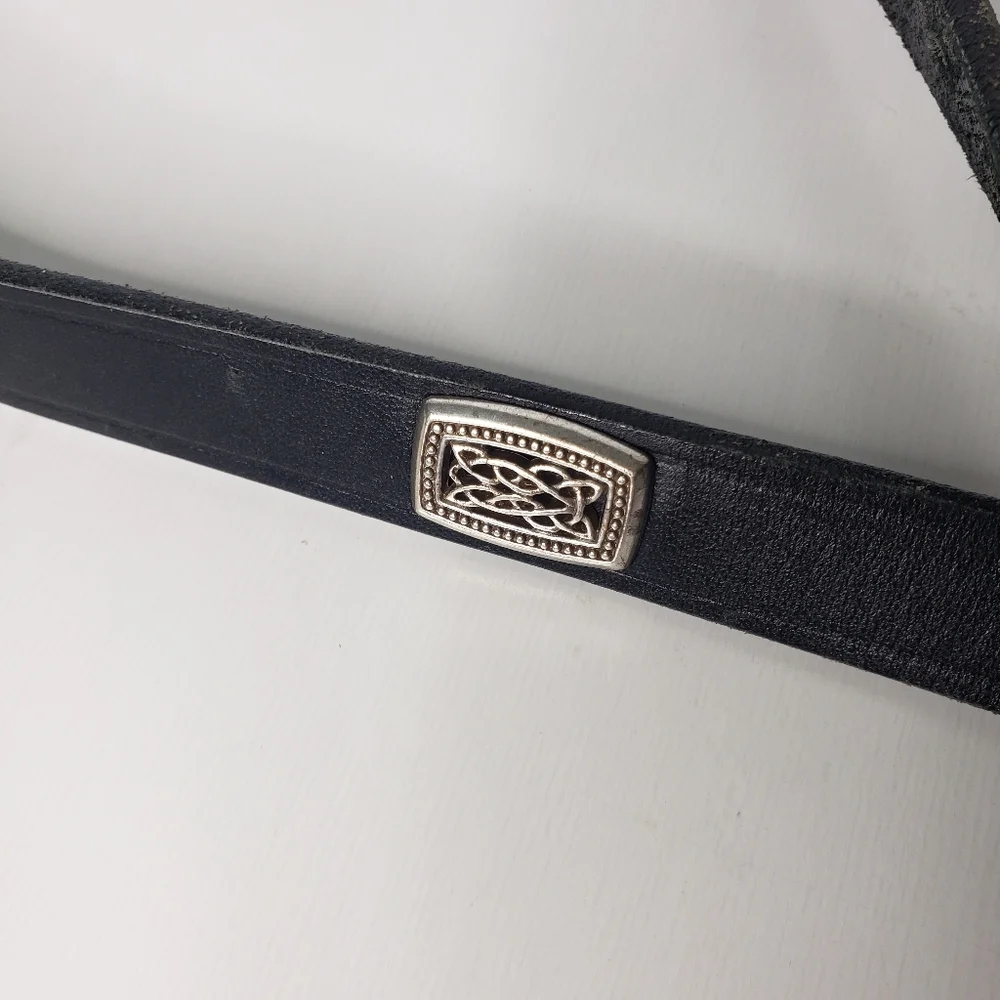 Tory Equestrian English Bridle Leather Silver Tone Buckle Celtic Narrow Belt 28